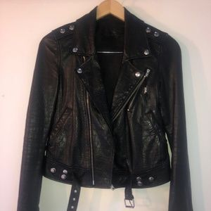 Black leather Motorcycle Jacket - BLK DNM